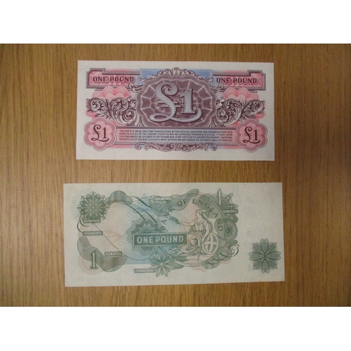 240 - J.B. Page. 1970 £1 range HY27 531089 - 96, unevenly cut at top, left 6.9cm, right 7.1cm, generally e... 