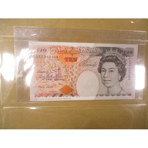 252 - M.V. Lowther. Collection including £20 with 1999 AA01 first run, AA40, BK55 844502-03, BK58, £10 wit... 