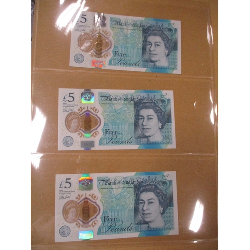 256 - V. Cleland. Collection including £20 with 2015 JK60, JK79, JJ15, KA78, KE69, £10 with 2015 LJ12, MC1... 