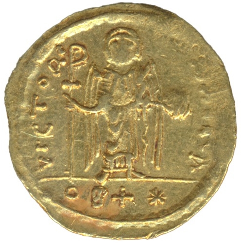 277 - Byzantine. Maurice Tiberius (582-602) light weight solidus, reverse 'VICTORIA ****A' with 'OB + *' u... 