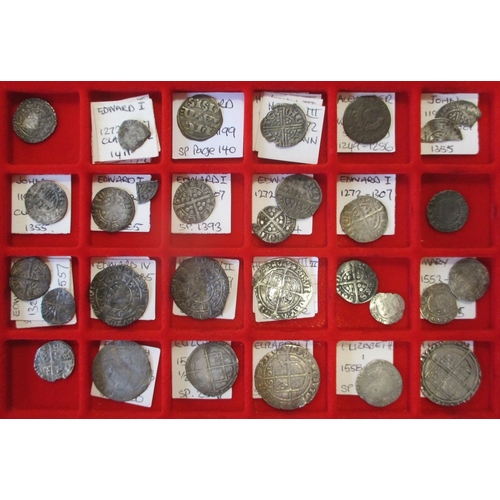 279 - Hammered collection in Lindner tray generally fair to fine, including shillings of James I, Charles ... 