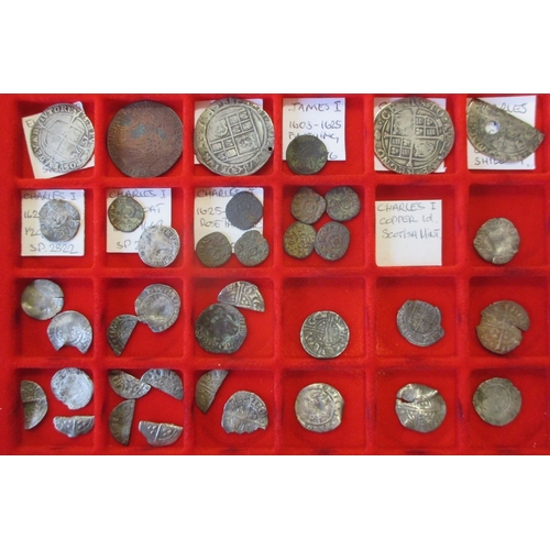 279 - Hammered collection in Lindner tray generally fair to fine, including shillings of James I, Charles ... 