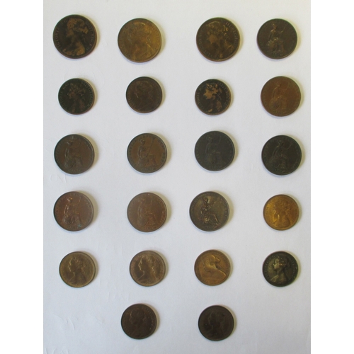 284 - Copper/ bronze collection including pennies 1841, 1847, 1851, 1853, 1854, 1855, 1858, 1891 full lust... 