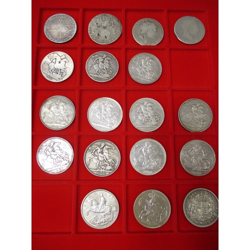 297 - Collection of crowns including 1696, 1819-1822, 1887-1891, 1894, 1897LXI, 1900LXIII, 1902, 1935, 193... 