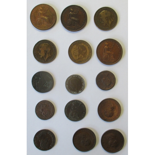 298 - Copper/ bronze collection in mixed condition with some better, some with lustre, including 2d Cartwh... 