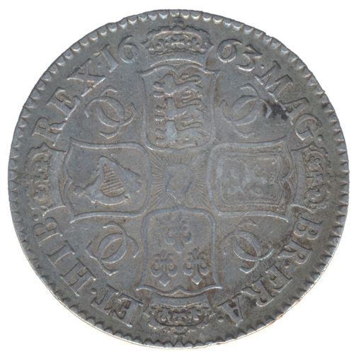 352 - 1663XV half crown, first bust, fine. (See photo) (Y)