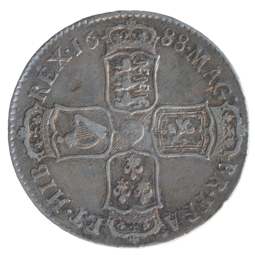 358 - 1688 half crown, QVARTO, second bust, good fine. (See photo) (Y)