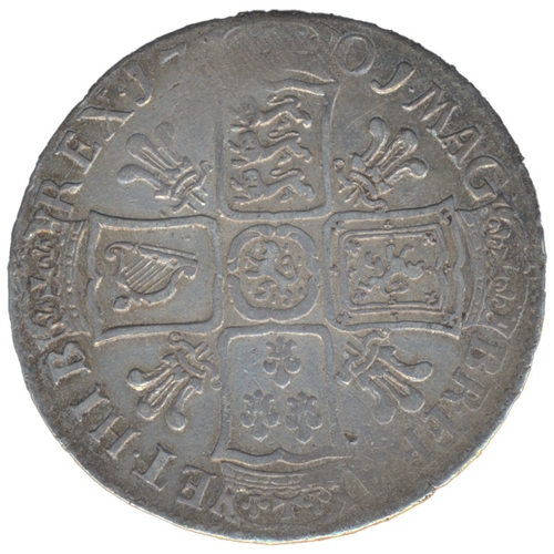 364 - 1701 half crown, plumes, D. TERTIO, good fine. (See photo) (Y)