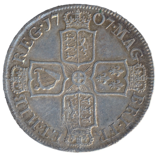 366 - 1707 half crown, plain, very fine. (See photo) (Y)