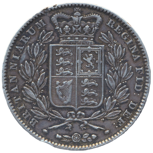 387 - 1844 crown with cinquefoil stops on edge near very fine (See photo), plus 1828 Maundy 4d good very f... 