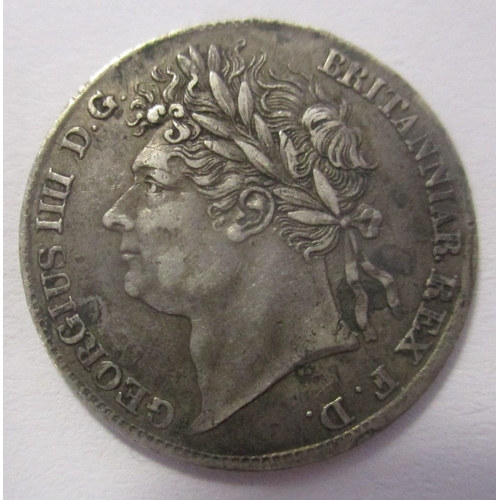 387 - 1844 crown with cinquefoil stops on edge near very fine (See photo), plus 1828 Maundy 4d good very f... 