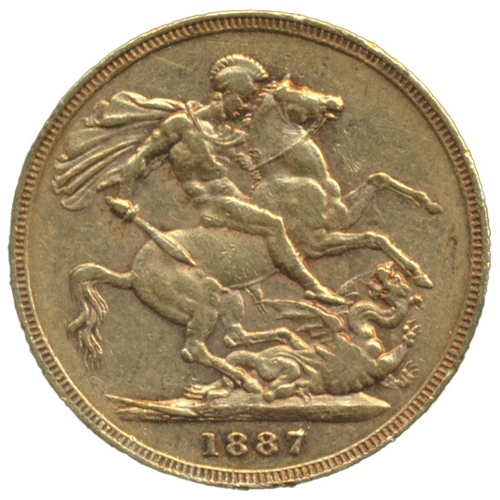 431 - Investment Gold Lot - documents required. 1887M sovereign good fine. (Y)