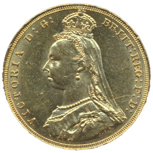 434 - Investment Gold Lot - documents required. 1887 sovereign from mount, fine. (Y)