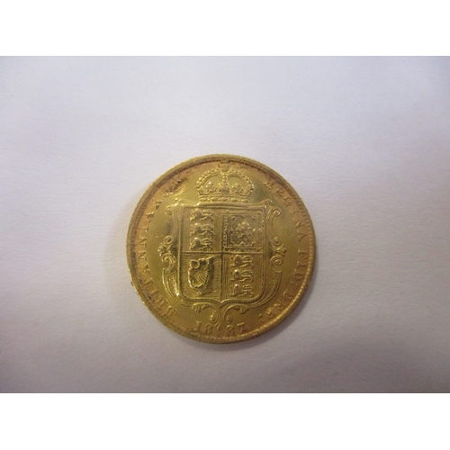 435 - Investment Gold lot - documents required. 1887 half sovereign fair. (Y)