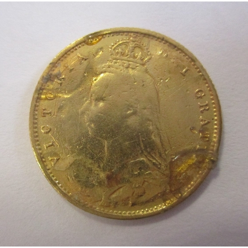 435 - Investment Gold lot - documents required. 1887 half sovereign fair. (Y)