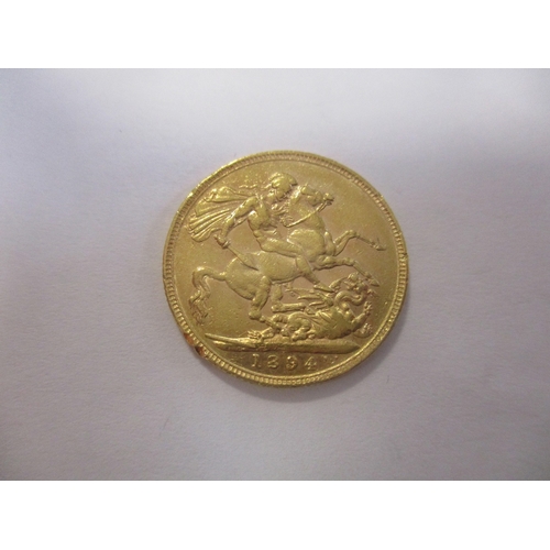 443 - Investment Gold lot - documents required. 1894 sovereign fine. (Y)