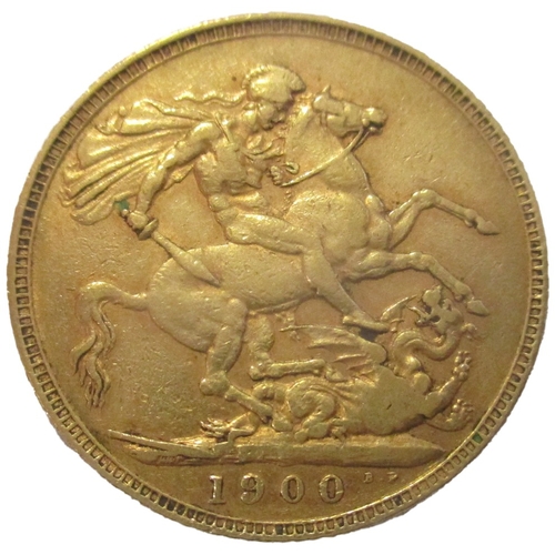 452 - Investment Gold lot - documents required. 1900 sovereign fine. (Y)