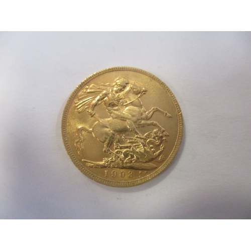 455 - Investment Gold lot - documents required. 1903 sovereign fine. (Y)