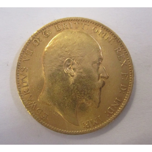 455 - Investment Gold lot - documents required. 1903 sovereign fine. (Y)