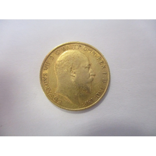 460 - Investment Gold lot - documents required. 1906 half sovereign fine. (Y)