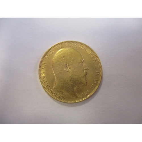 468 - Investment Gold lot - documents required. 1908 sovereign fine. (Y)