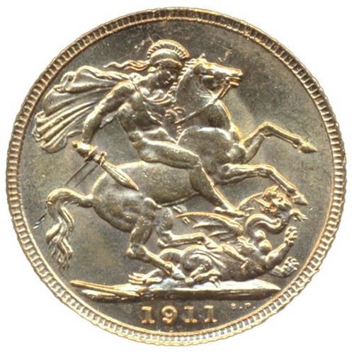 483 - Investment Gold Lot - documents required. 1911 sovereign extremely fine. (Y)