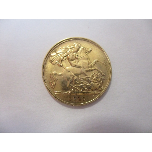 494 - Investment Gold lot - documents required. 1912 half sovereign fine. (Y)