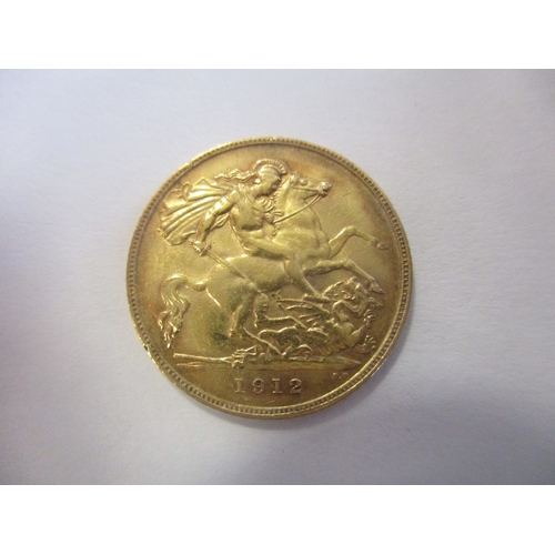 495 - Investment Gold lot - documents required. 1912 half sovereign fine. (Y)