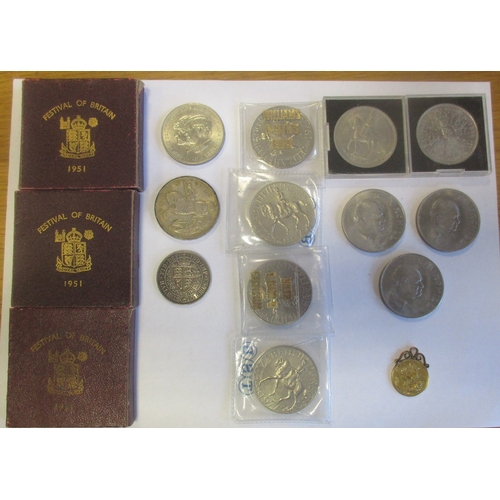 504 - Investment Gold lot - documents required. 1914 sovereign fine in pendant mount, plus 1935 crown, 189... 