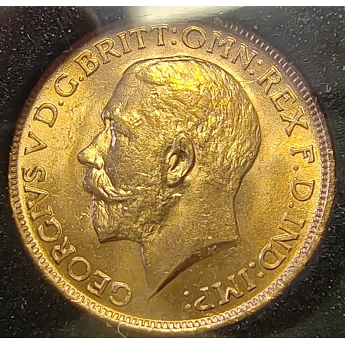 505 - Investment Gold lot - documents required. 1914S sovereign encased in plastic presented in wooden box... 