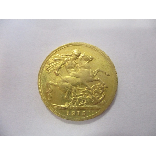 509 - Investment Gold lot - documents required. 1915 sovereign fine. (Y)