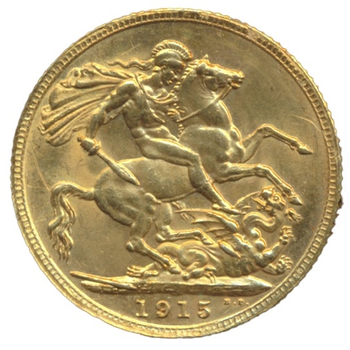 510 - Investment Gold Lot – documents required. 1915 sovereign near extremely fine. (Y)