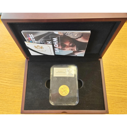 514 - Investment Gold lot - documents required. 1918I sovereign encased in plastic presented in wooden box... 