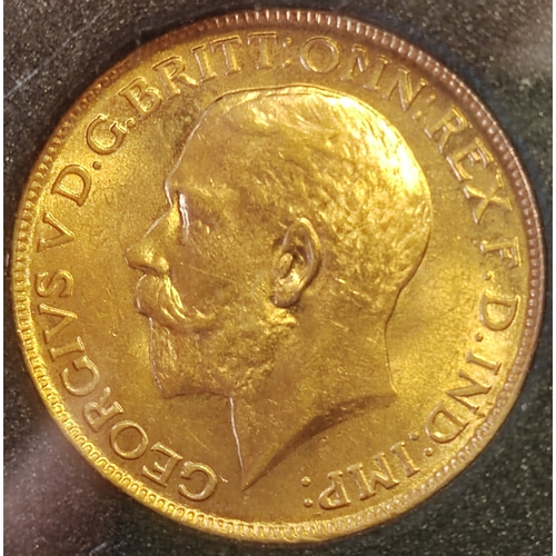 514 - Investment Gold lot - documents required. 1918I sovereign encased in plastic presented in wooden box... 