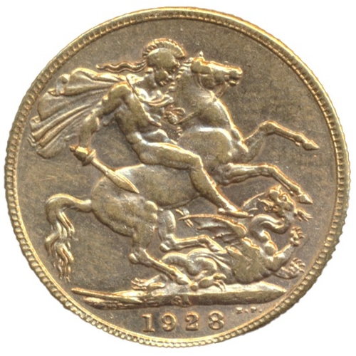 525 - Investment Gold Lot - documents required. 1928SA sovereign very fine. (Y)