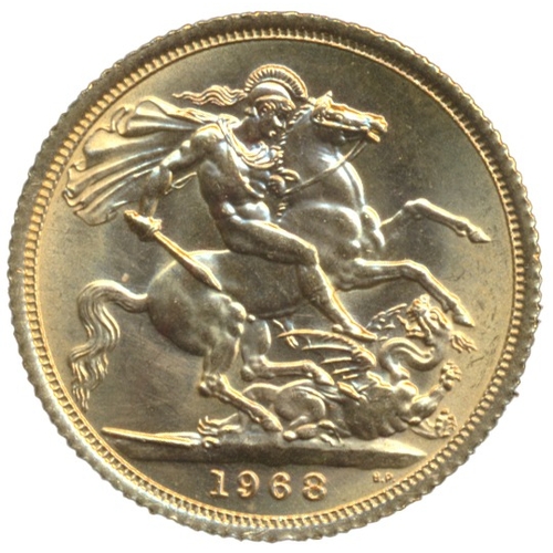 542 - Investment Gold Lot - documents required. 1968 sovereign extremely fine. (Y)