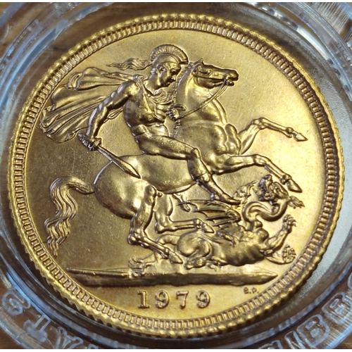 547 - Investment Gold Lot - documents required. 1979 sovereign uncirculated, encapsulated. (Y)