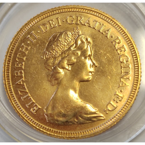 557 - Investment Gold Lot - documents required. 1981 sovereign uncirculated, encapsulated. (Y)