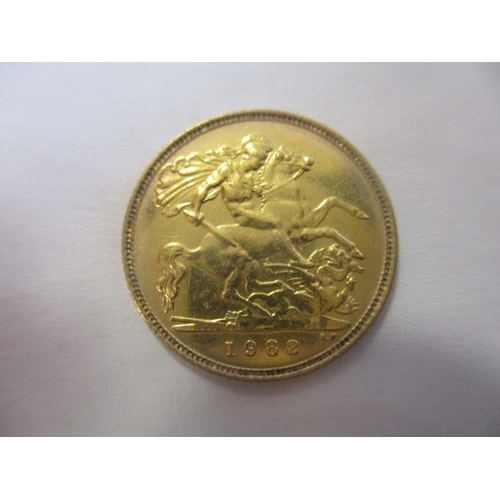 567 - Investment Gold lot - documents required. 1982 half sovereign near uncirculated. (Y)