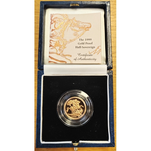 584 - Investment Gold Lot - documents required. 1999 half sovereign proof FDC from the Royal Mint, boxed w... 