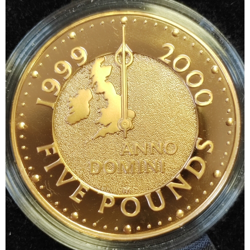 586 - Investment gold lot - Documents required. 2000 £5 Millennium boxed proof FDC. (Y)