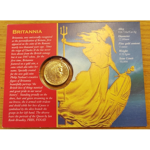 587 - Investment Gold Lot - documents required. 2000 £25 Britannia uncirculated on Royal Mint card. (Y)