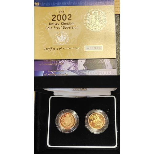 603 - Investment Gold Lot - documents required. 2002 & 2003 sovereign proof twin set FDC from the Royal Mi... 