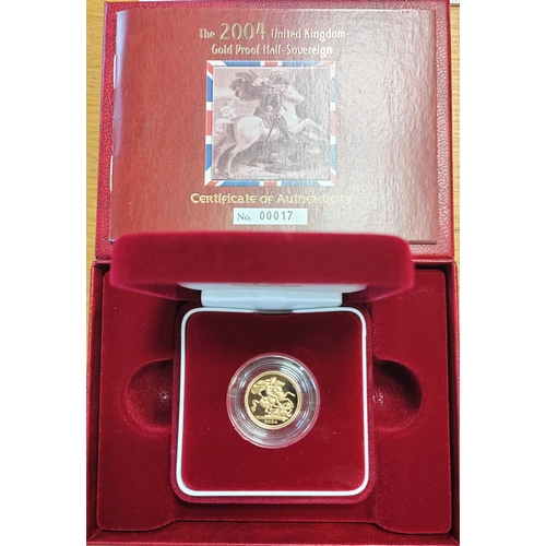 612 - Investment Gold Lot - documents required. 2004 half sovereign proof FDC from the Royal Mint, boxed w... 