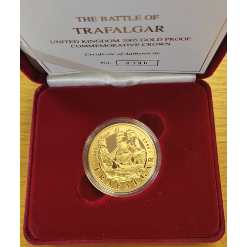 614 - Investment Gold Lot – documents required. 2005 £5 The Battle of Trafalgar proof FDC from the Royal M... 