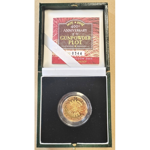 615 - Investment Gold Lot - documents required. 2005 £2 Gunpowder Plot boxed proof FDC. (Y)