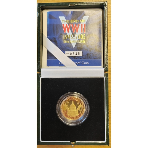 616 - Investment Gold Lot - documents required. 2005 £2 The End of WWII 60th Anniversary boxed gold proof ... 