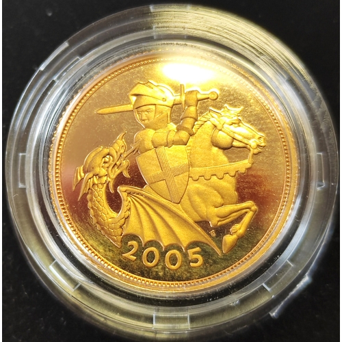 618 - Investment Gold Lot – documents required. 2005 sovereign proof with contact marks to field from the ... 