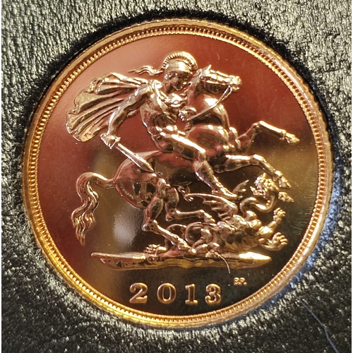 634 - Investment Gold Lot – documents required. 2013 half sovereign in plastic case with certificate. (Y)