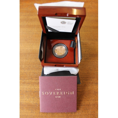 645 - Investment Gold lot - documents required. 2016 boxed proof sovereign FDC. (Y)